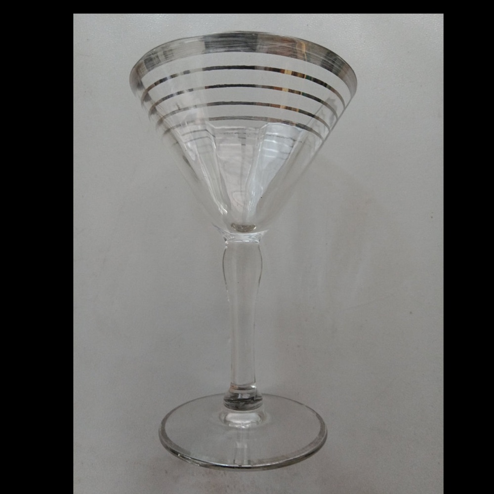 4 - Art Deco Stemmed Martini Glasses with Platinum Line Decoration